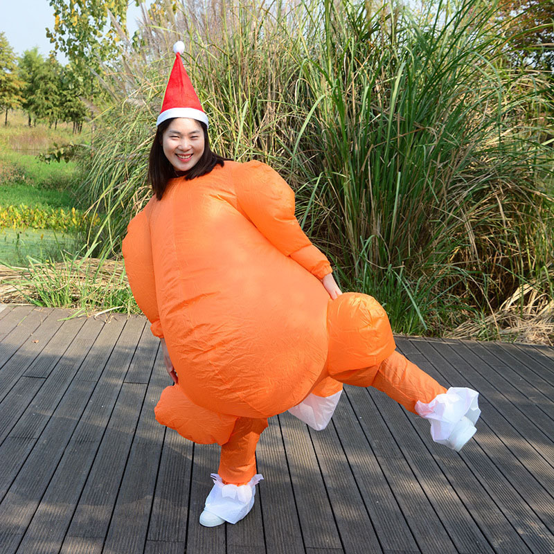 Halloween Inflatable Costumes Orange Air Blow up Christmas Inflatable Girl Costume Party Halloween Costume for Adult