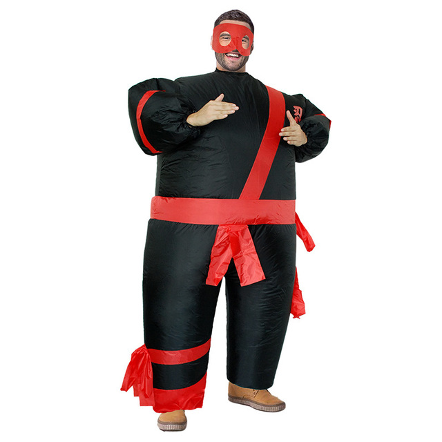 Black and red Halloween Japanese Samurai suit cosplay inflatable Ninja costume adult free size for sale