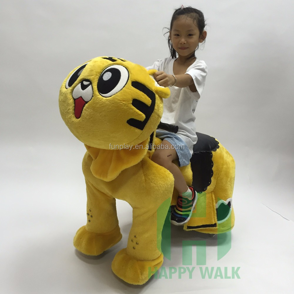 Electric Ride on Purple Horse Unicorn Toy Plush Walking Pony Animal Horse Mechanical Scooter Pony For Kids and Adults