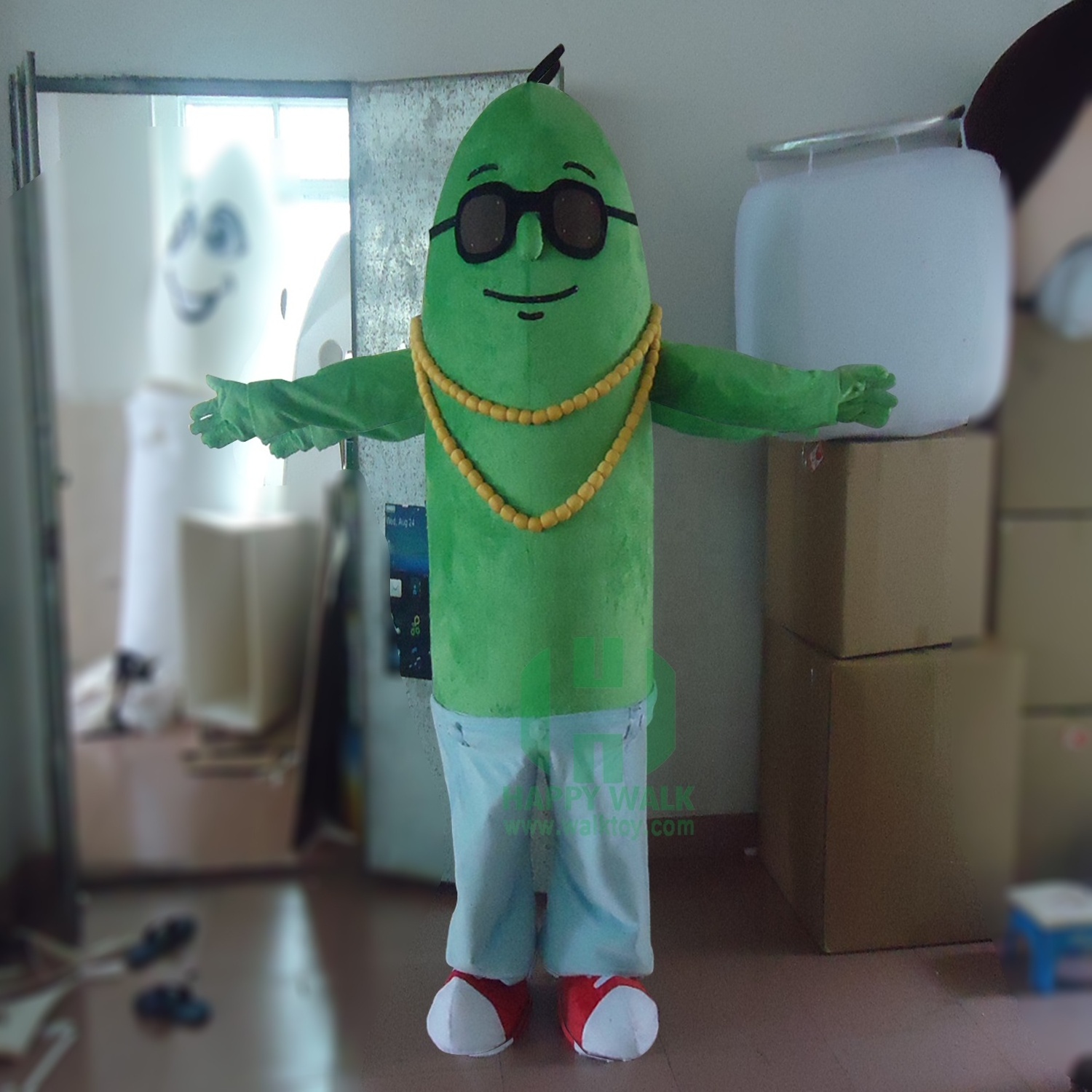 plush adult penis mascot costume with glasses for sale