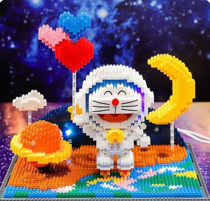 Doraemon building blocks miniature small particles assembly insert luminous ornaments educational toys gift wholesale