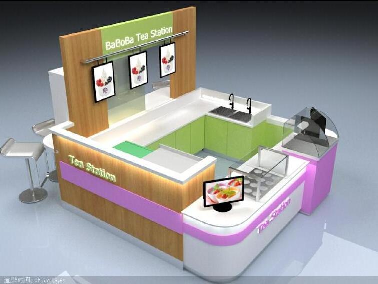 Customized retail ice cream kiosk bubble tea kiosk with free design for shopping mall