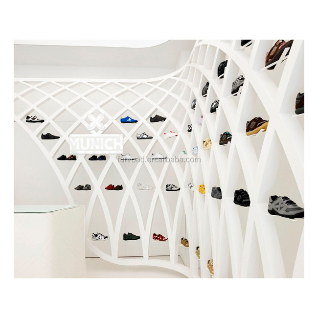 Space Saving Wall Display Racks Boutique Display Cabinets with Shelf for Shoe Bag Organizer Store Layout