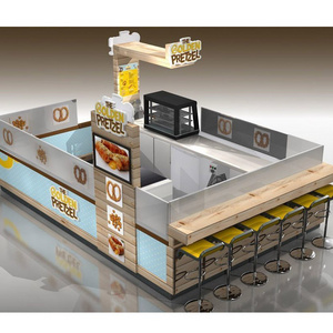 Customized creative pretzel food kiosk with new concept fast food kiosk for shopping mall