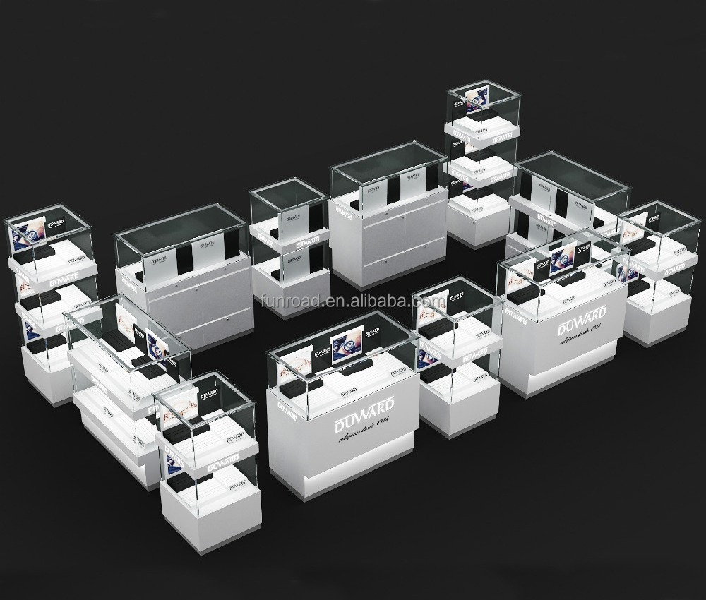 wood glass watch store display showcase with led acrylic display stand