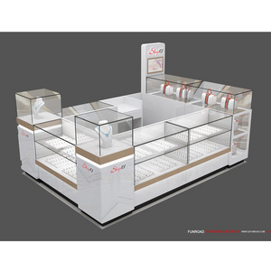 New ultra-white tempered glass jewelry showcase glass shopping mall jewelry kiosk for sale