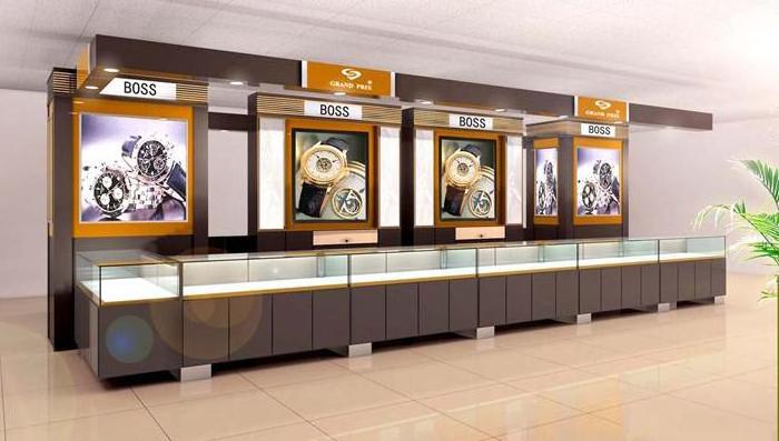 Modern 3D Design Watch Mall Kiosk Custom Glass Display Cabinet Watch Shop Fittings With Full Set Equipment