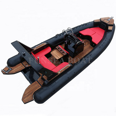 China 23ft PVC or Hypalon Center Console Fiberglass High Speed Rib Inflatable Hypalon Pontoon Fishing Yacht Luxury Boat