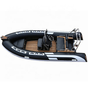 Cheap price 16ft 4.8m 4 person deep v PVC semi rigid fiberglass hull inflatable fishing leisure speed rubber RIB boat with motor