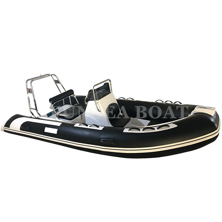 Promotion 4.40 best sell 4 seater 14 foot fiber or aluminum bottom hull pvc or hypalon air tube fishing rib boat 420