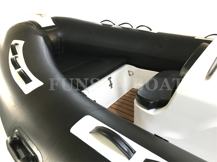 Promotion 4.40 best sell 4 seater 14 foot fiber or aluminum bottom hull pvc or hypalon air tube fishing rib boat 420