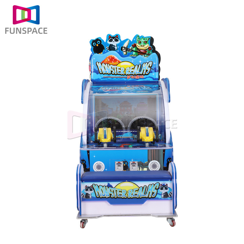 Wholesale Double Players Simulation Gun Shooting Arcade Kids Ball Shooting With Kids Chair For Games Center