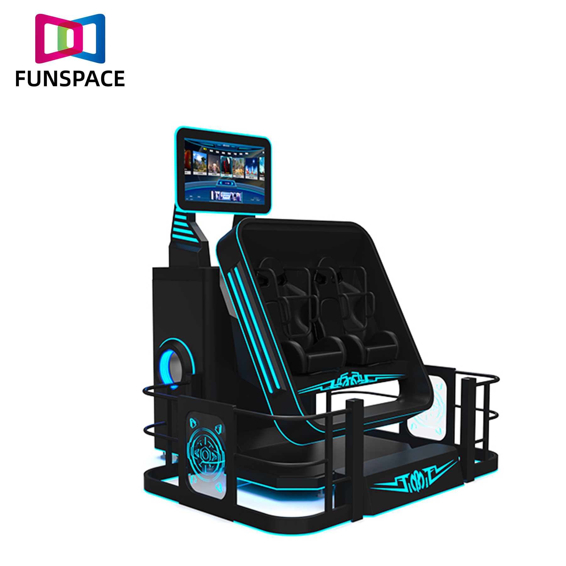 Funspace Amusement Park Vr VR Flight simulator 9D 720 degree Game Machine Double Seat remote control rolling car Games