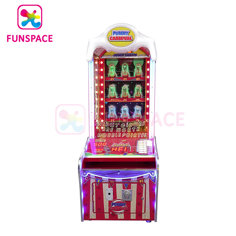 Funspace Coin Operated Redemption Lottery Arcade Game Machines Hitting The Clown Shooting Throw Ball Game Machine