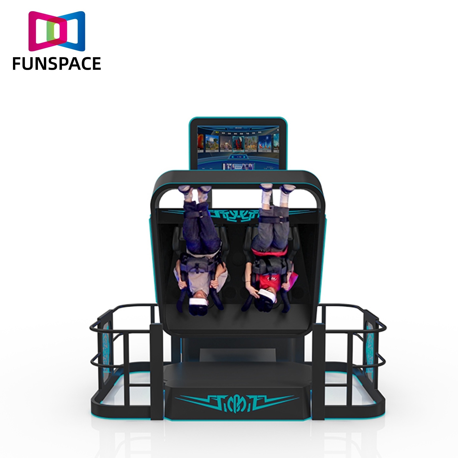 Funspace Amusement Park Vr VR Flight simulator 9D 720 degree Game Machine Double Seat remote control rolling car Games