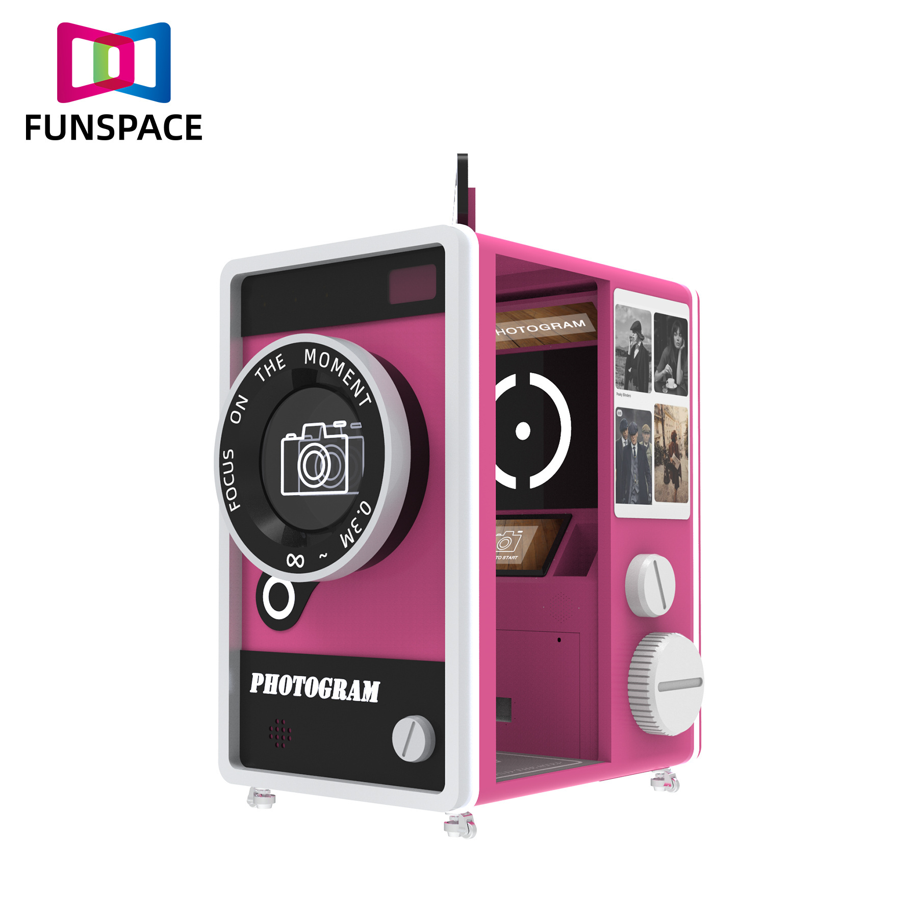 Funsapce Coin Operated Self Serving Payment Vending Equipment Box 360 Selfie Photo Booth vending machine