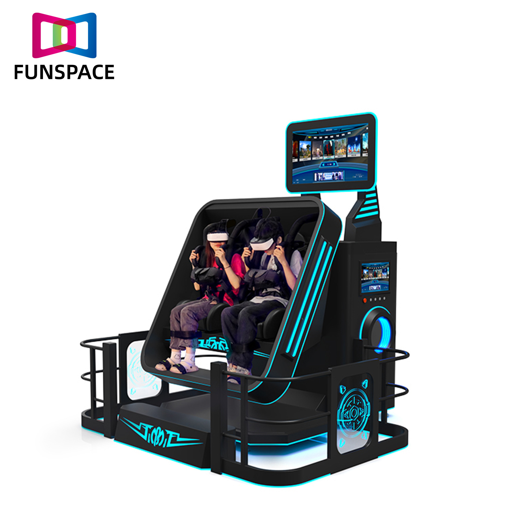 Funspace Commercial 360 Roll Coaster 360 Rotating VR 360 Two Seats 9D Virtual Reality Chair For Adults