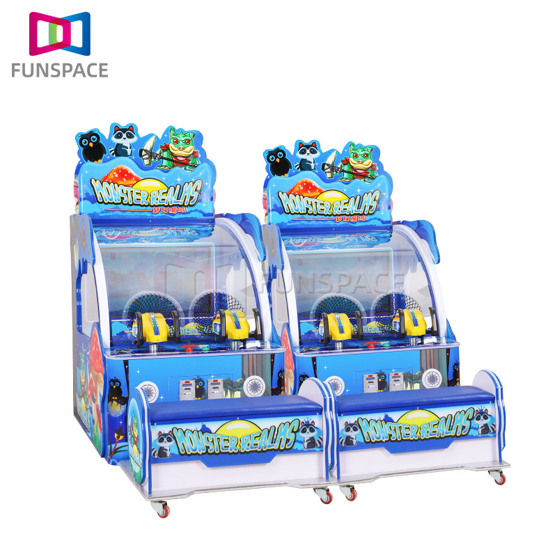 Wholesale Double Players Simulation Gun Shooting Arcade Kids Ball Shooting With Kids Chair For Games Center