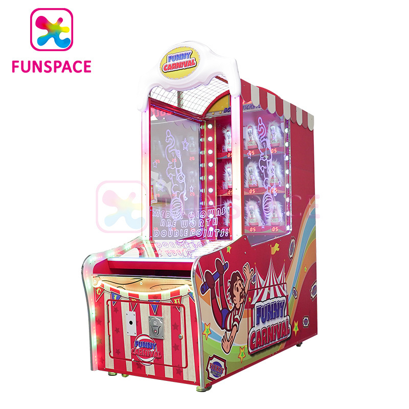 Funspace Coin Operated Redemption Lottery Arcade Game Machines Hitting The Clown Shooting Throw Ball Game Machine