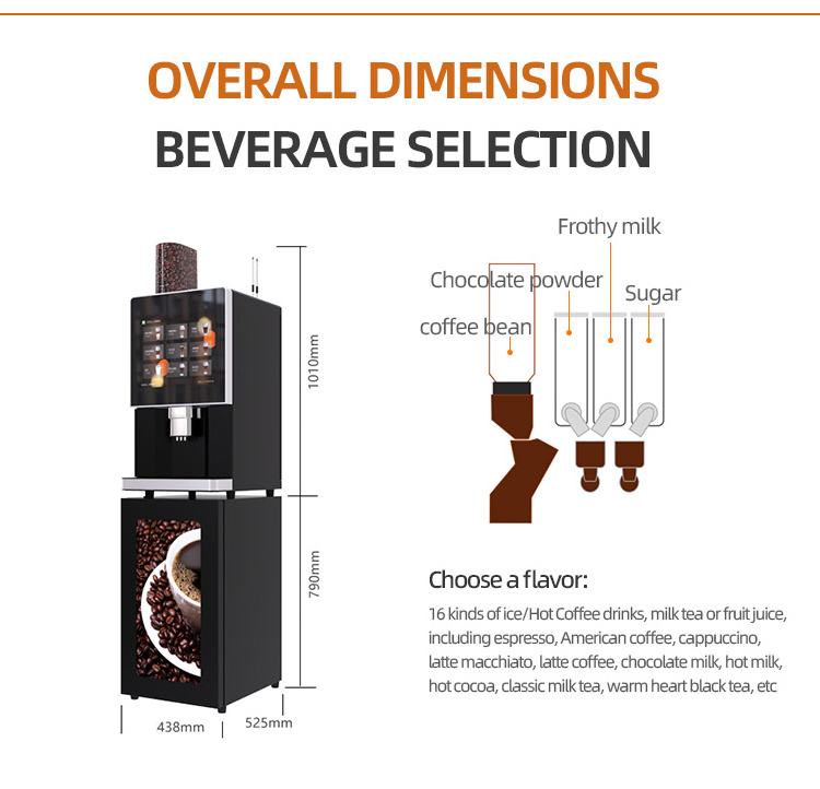 2023 new design coffee fully vending machine Commercial Smart Robot Kiosk Hot Chocolate Automatic Coffee bean Vending Machine