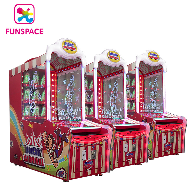 Funspace Coin Operated Throw Ball Hit The Clown Rave Party Ticket Redemption Lottery Arcade Machine