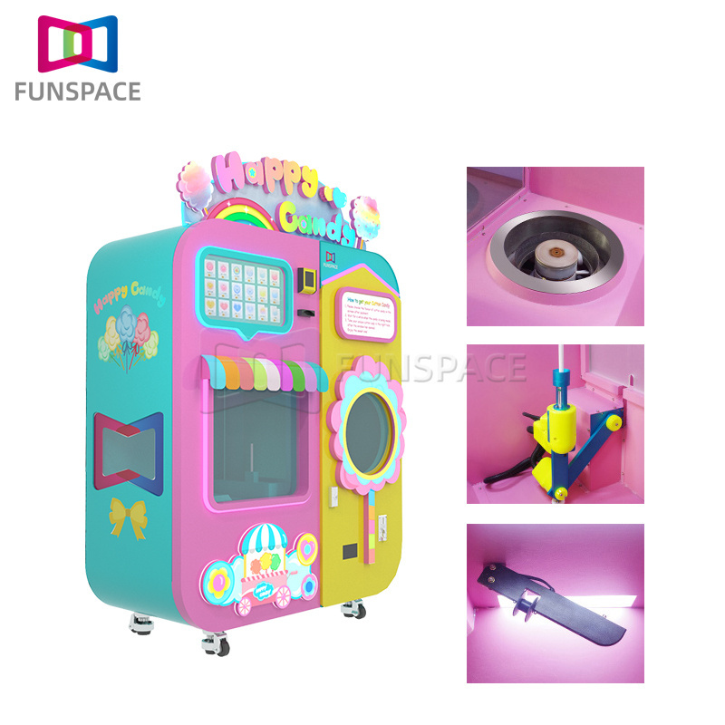 New design Cotton Candy Machine with sugar Selling Automatic Cotton Vending Machine Cotton Candy