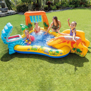 IFUNWOD INTEX57444 Play Center Inflatable Crocodile Kids Swimming Pool Water Slide Paddling Pool