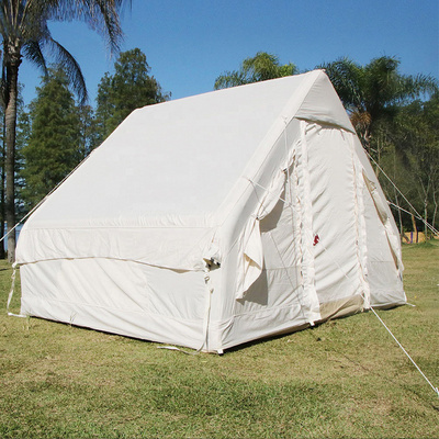 Funworldsport Glamping Luxury Family Camping Waterproof Large Air Pole Canvas Wall Inflatable Tent House