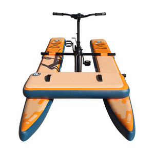 Funworldsport High Quality Sea Water Bike Lake Pedal Bicycle cycle Pedal Boat inflatable floating water bike for sale