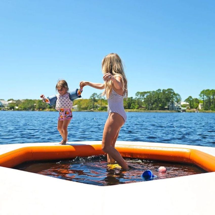 Funworldsport Inflatable Swim Island Floating Raft foil Water Jet Ski Dock Floats Inflatable Floating Platform