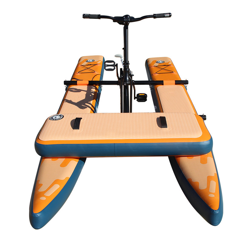 Funworldsport New Arrival Double Inflatable Tandem Bicycle Floating Water Bike Pedal Boat With Propeller For Two Person