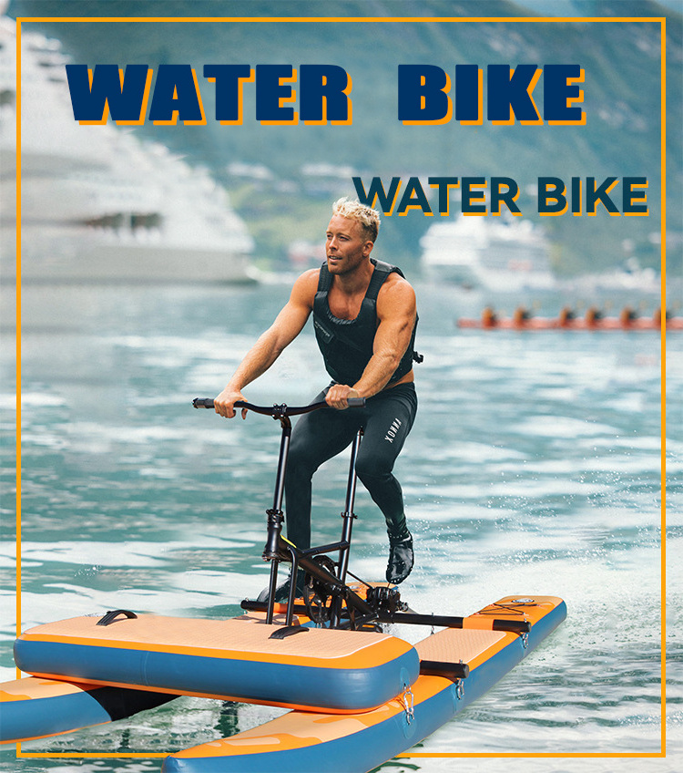 Funworldsport High Quality Sea Water Bike Lake Pedal Bicycle cycle Pedal Boat inflatable floating water bike for sale