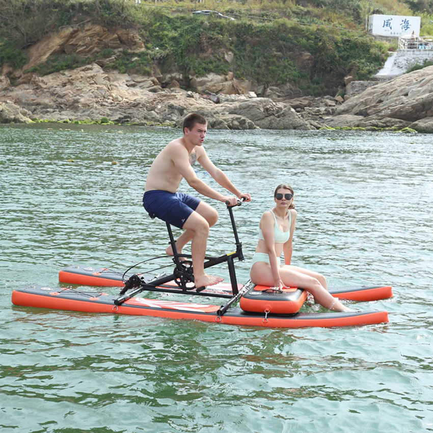 Funworldsport Inflatable hydrofoil water bike Pedal Boat Double Person Water Bike Pontoon Boat With Pedal Drive BestSuppliers