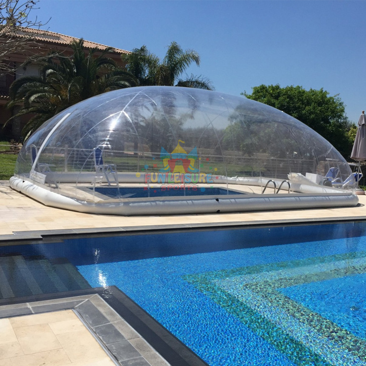 Backyard blow up clear tente de couverture de piscine gonflable inflatable air dome for pool