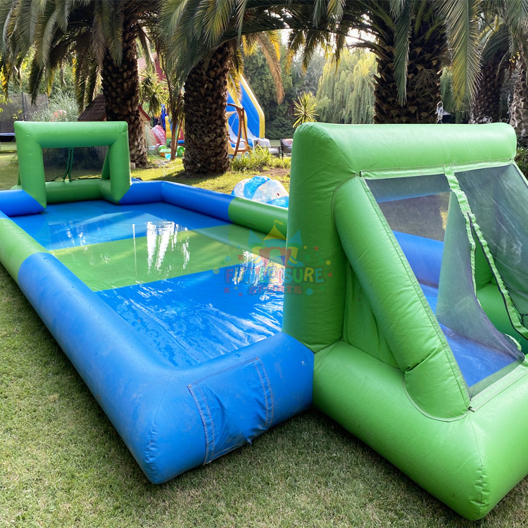 Giant outdoor commercial air blown playing zone football field inflatable soap soccer arena for kids