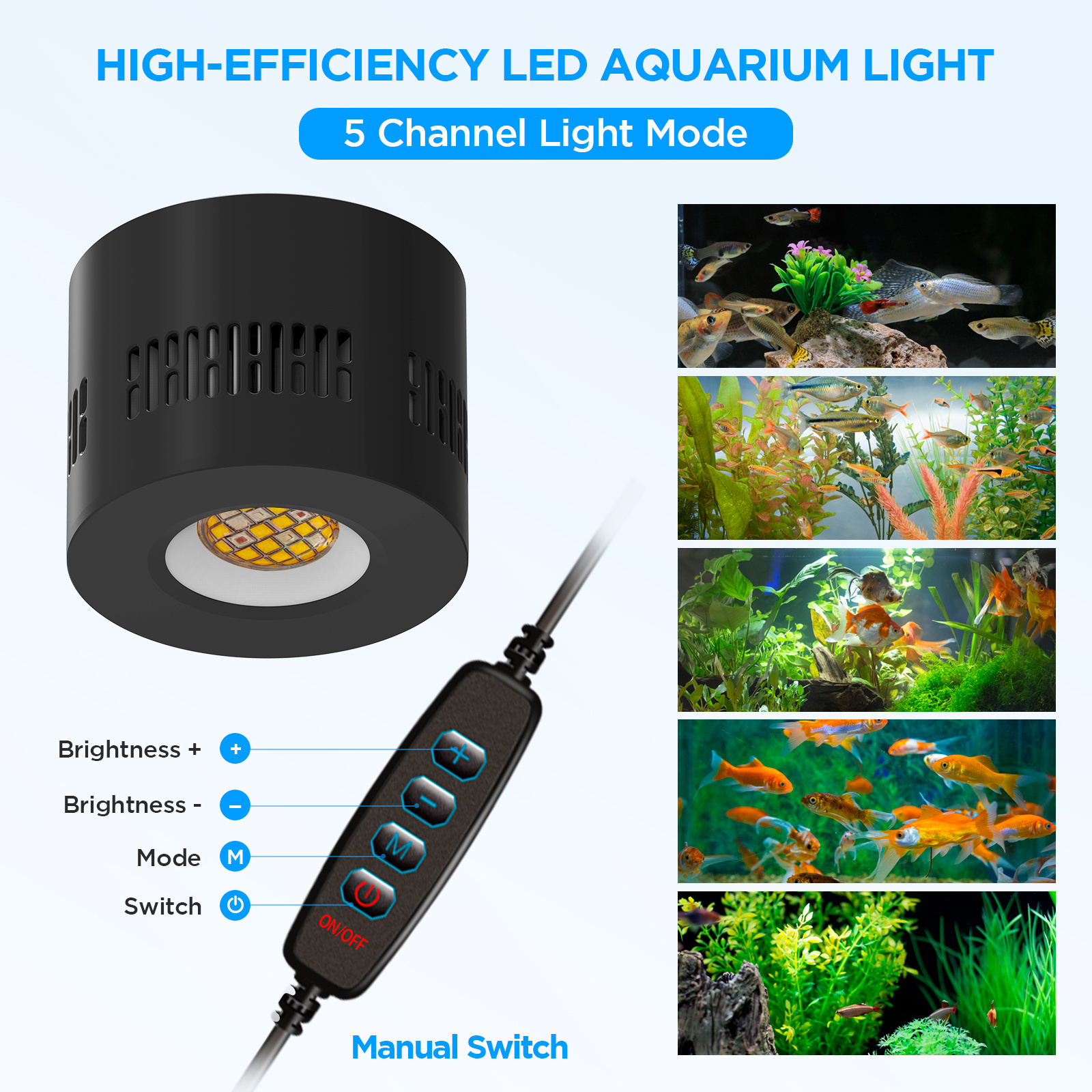 Full Spectrum 92 High CRI 80W Planted LED Aquarium Lighting for 45-60cm Freshwater Fish Tank