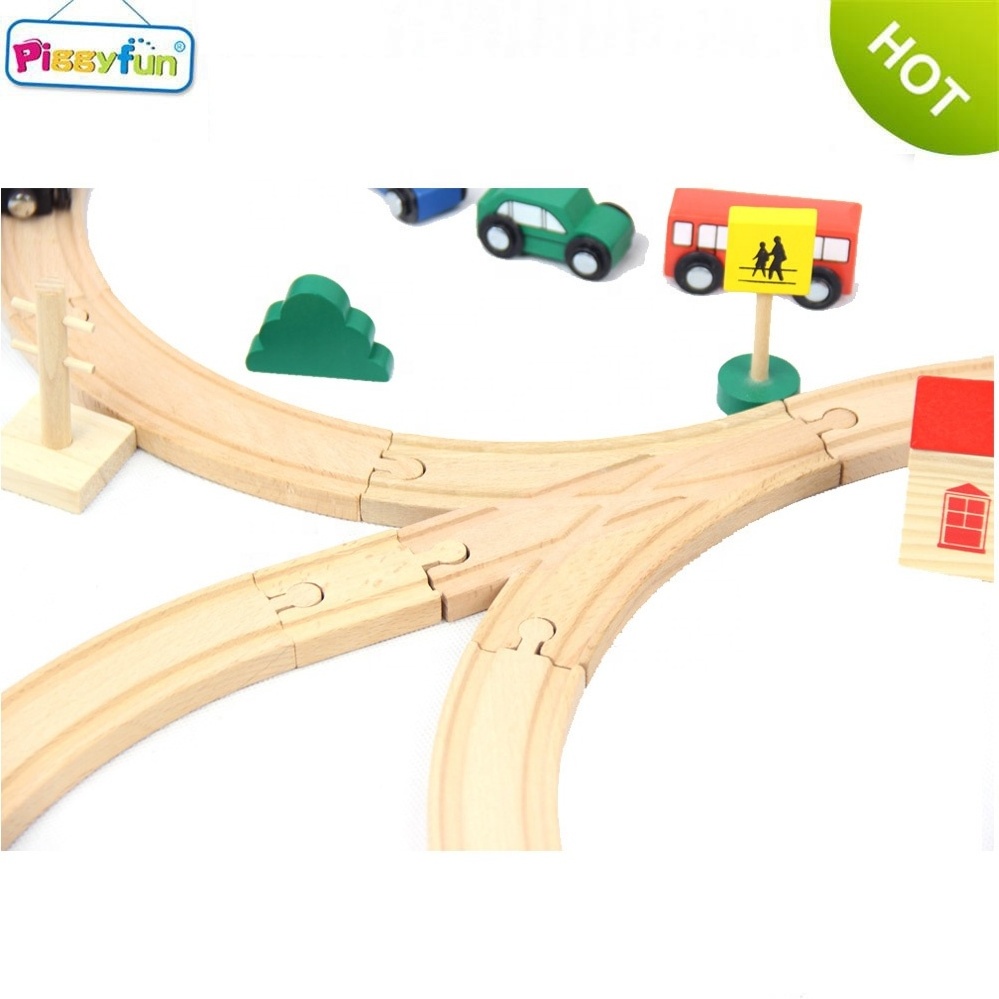 Education kid train track scene children intelligence baby block set toy  wooden train