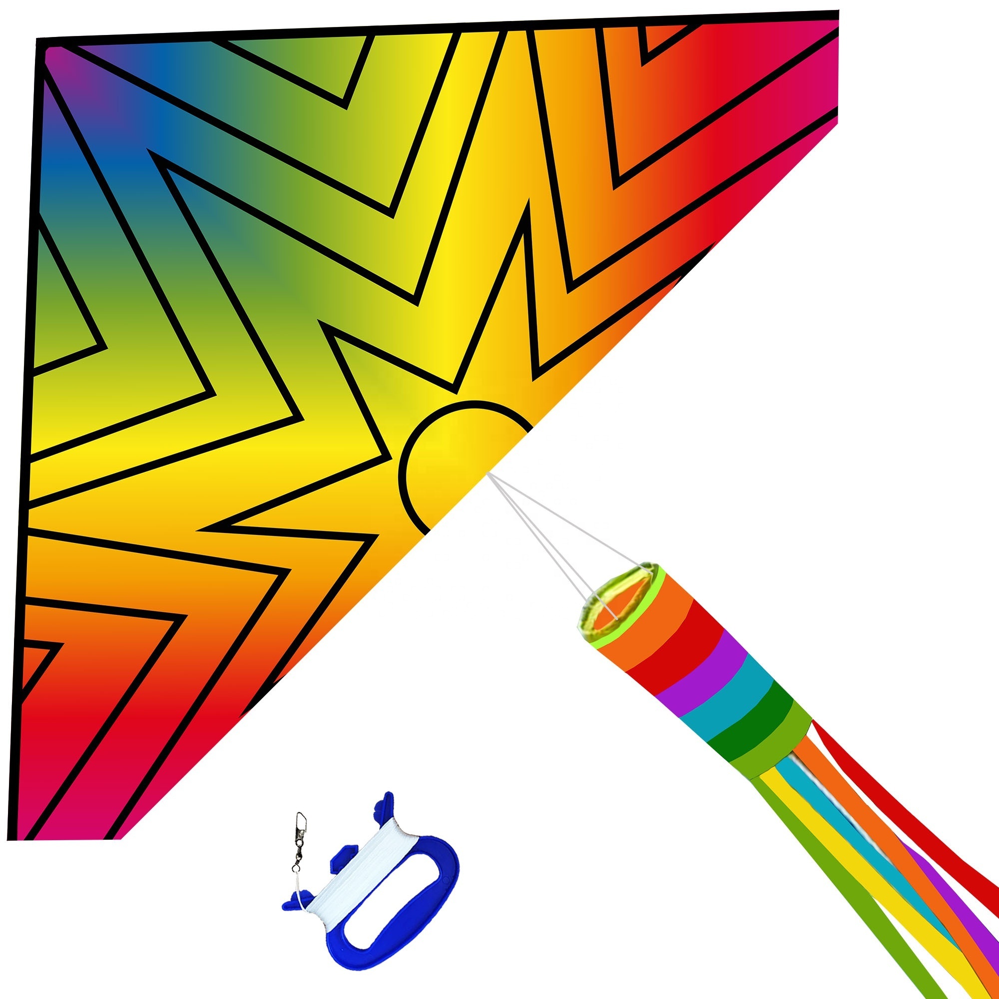 New Arrival Hot Sale Single Line Rainbow Easy Flying Colorful Design Delta Kite For Kids And Adults