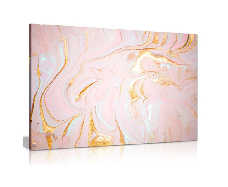 Pink & Gold Marble Swirl Canvas Wall Art Picture Print luxury Home hotel Decor abstract canvas design wall art poster