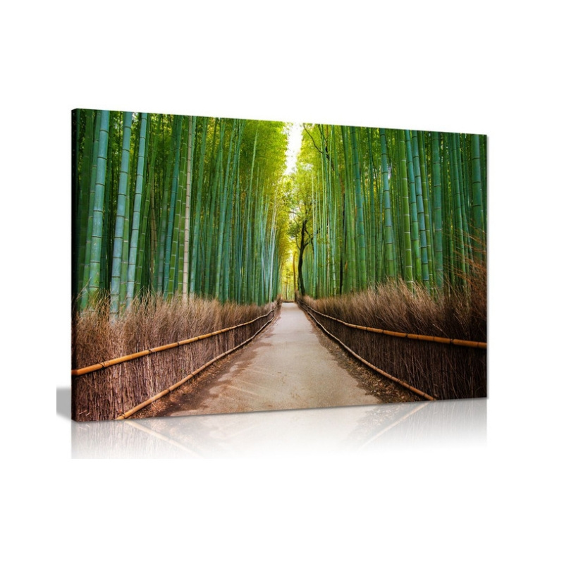 Bamboo Forest Japan Green Trees Canvas Wall Art Picture Print Home Decor with inner frame landscape painting art poster