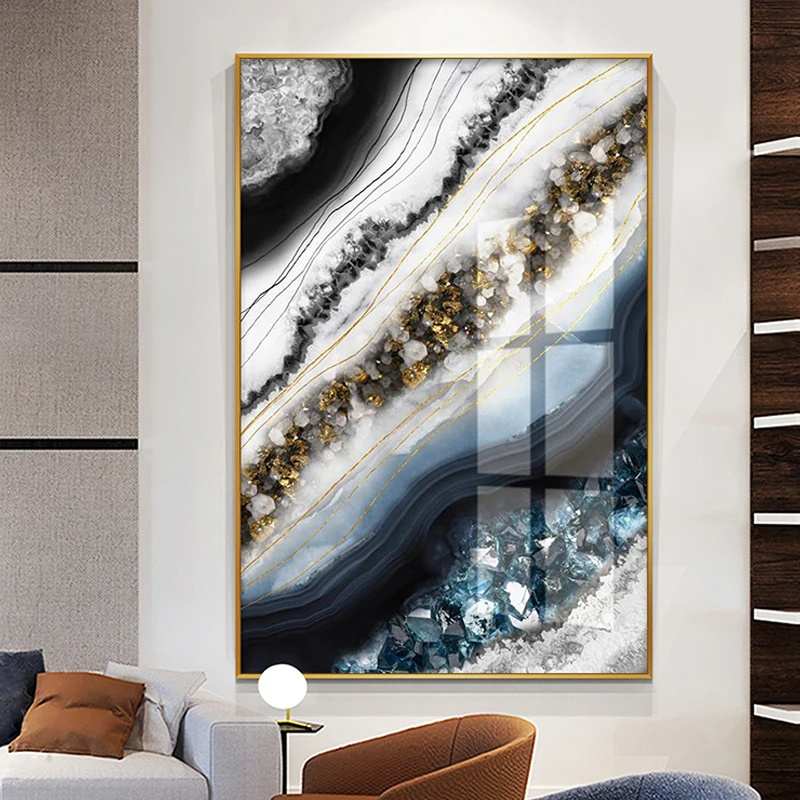 Funtuart Abstract Black Golden Foil Leaves Luxury Poster Art Plant Canvas Painting Decor Modern Wall Picture For Living Room