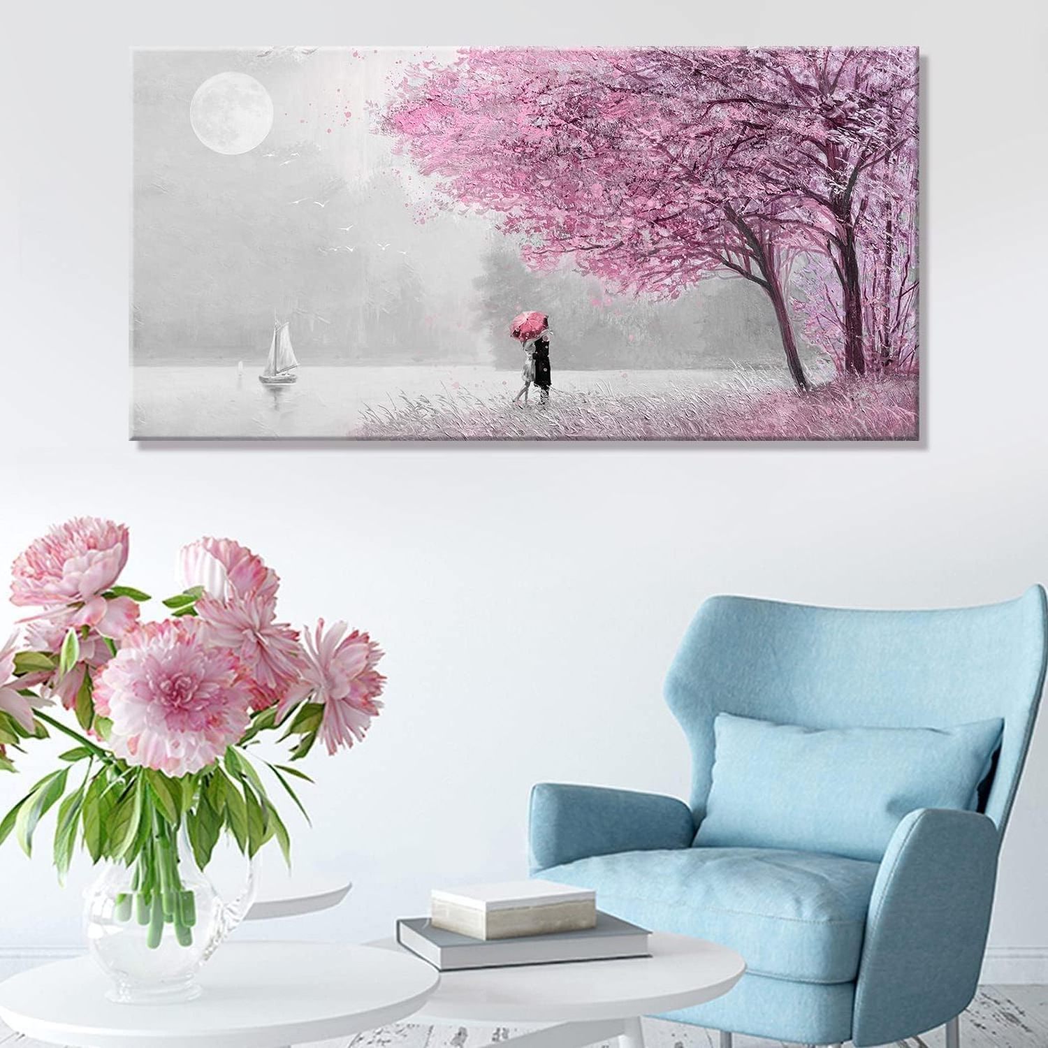 Pastel Pink Flowers Floral Canvas painting Wall Art decor Picture Print Home Decor  and other painting