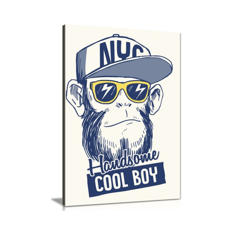 Boys Nursery Bedroom Cool Monkey Canvas wall art picture print Kids Children baby Bedroom Decor nursery wall art poster painting