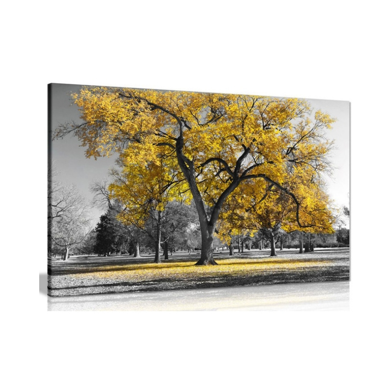 Large Tree Red Leaves Black White Nature Canvas Wall Art Picture Print Home Decor with inner frame landscape painting art poster