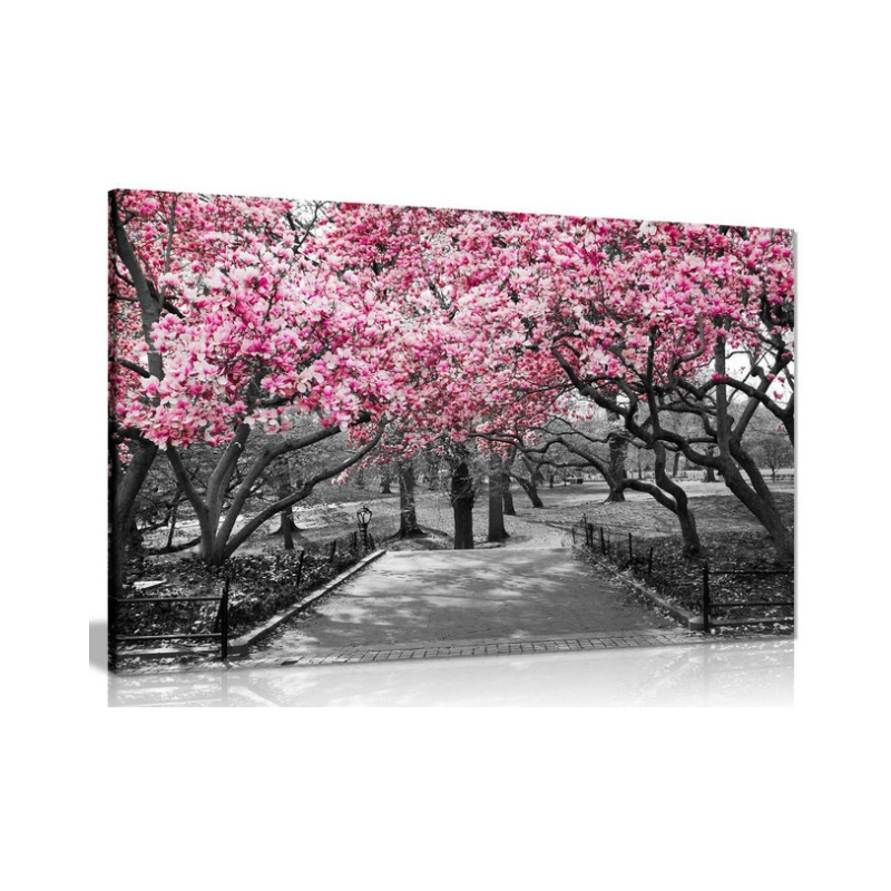 Large Tree Red Leaves Black White Nature Canvas Wall Art Picture Print Home Decor with inner frame landscape painting art poster