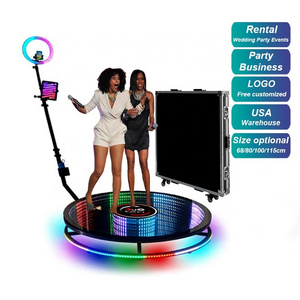 metal and glass 360 degree selfie rotating platform box 360 spinner photobooth machine