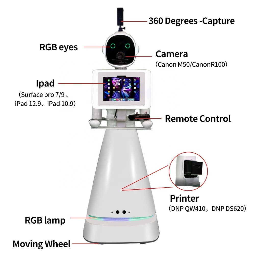 2024 New selfie photo booth portable 12.9 inch ipad dslr photobooth selfie kiosk self service machine shell