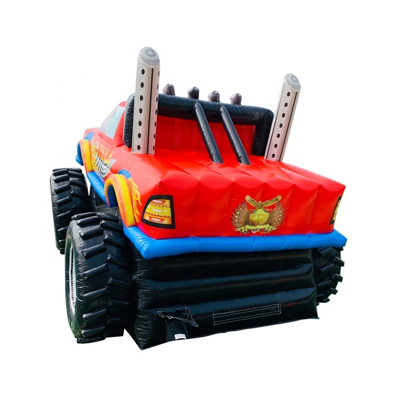 Red Monster Truck Inflatable Slide Bouncy Bouncer Slide Combo For Kids Outdoor Bouncing Jumping Slide Entertainment