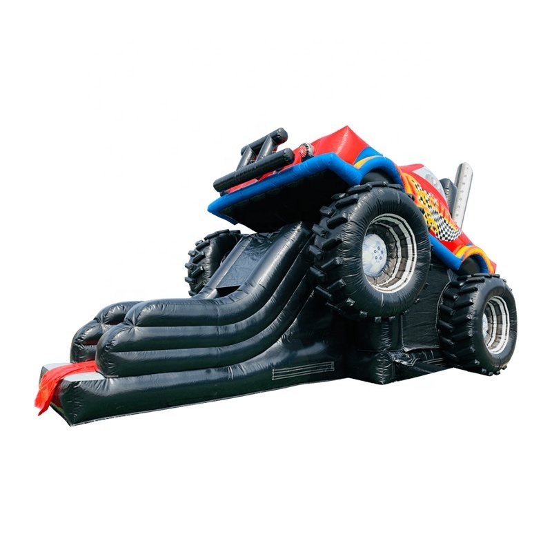 Red Monster Truck Inflatable Slide Bouncy Bouncer Slide Combo For Kids Outdoor Bouncing Jumping Slide Entertainment