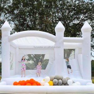 Wholesale Wedding Bouncy Kid Adult Jumping Combo Inflatable White Bounce House With Ball Pit Slide Plain Castle For Party Event